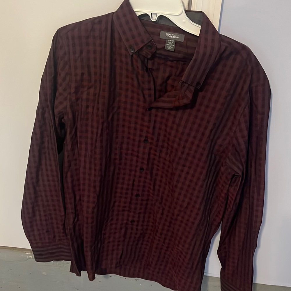 Red plaid button up shirt